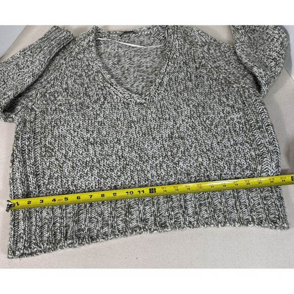 ZARA Chunky Knit Sweater V-neck Long Sleeve Wool Blend Olive Women's Medium - Picture 4 of 14